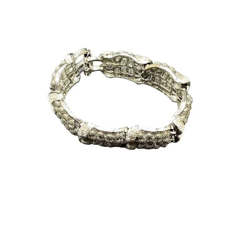 Vintage Pegasus Coro Silver Tone Panel Link Bracelet, Panel Link Bracelet, Silve